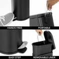 thumbnail image 4 of mDesign Small 2.6 Gallon Steel Metal D-Shape Step Trash Can for Bathroom, Black, 4 of 6
