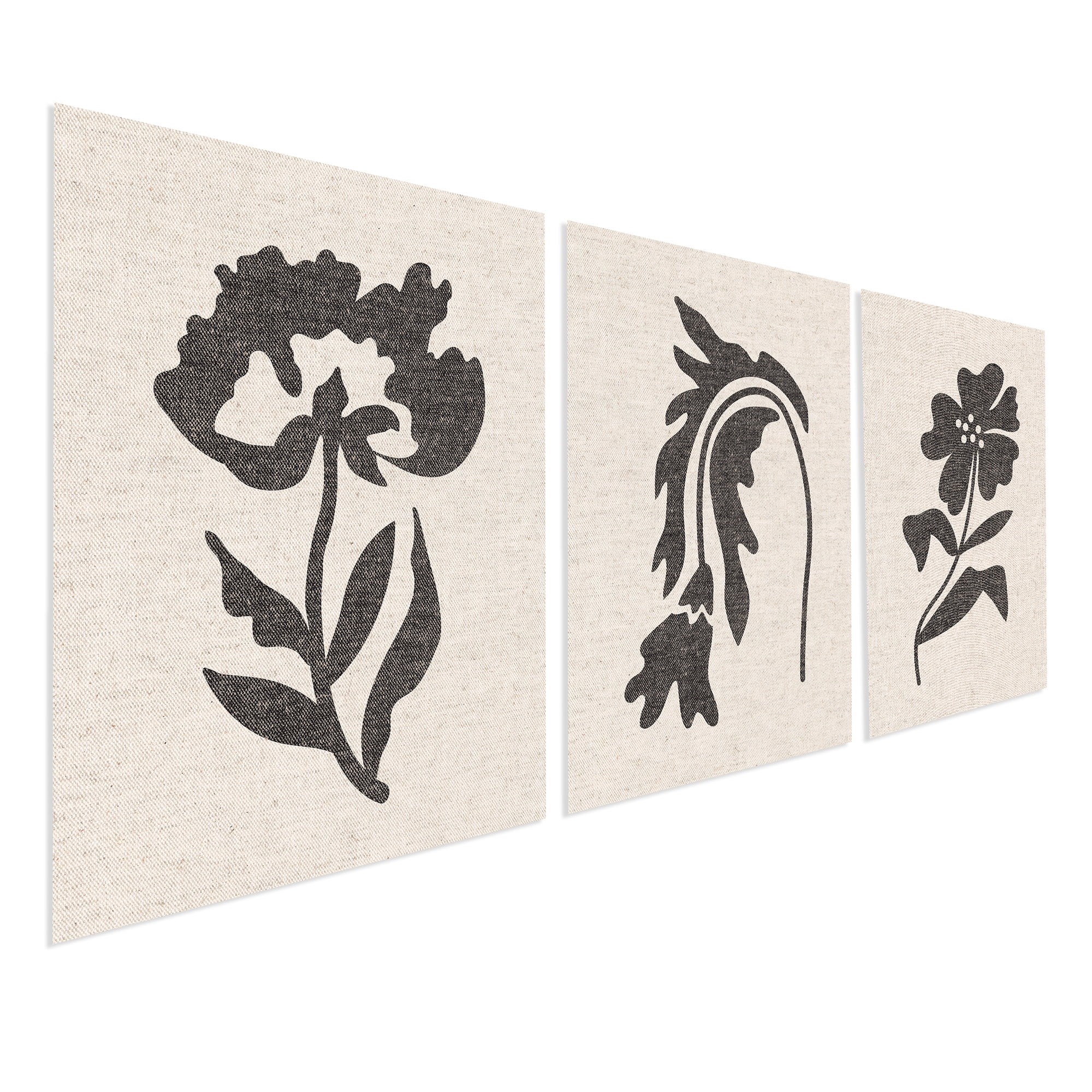 DesignOvation Scandi Floral Gray Unframed Art Prints 11” x 14” Set of 3 by The Creative Bunch Studio