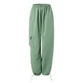 thumbnail image 4 of Prolriy Cargo Pants Women High Waist Baggy Cargo Jeans for Women Pocket Relaxed Fit Straight Wide Leg Fashion Jeans Baggy Pants for Women, Womens Pants Army Green L, 4 of 6