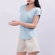 thumbnail image 2 of Mujeres Manga Corta Tops Casual, Color Sólido Cuello en V, Camiseta Casa Blusas para Mujeres, 2 of 5