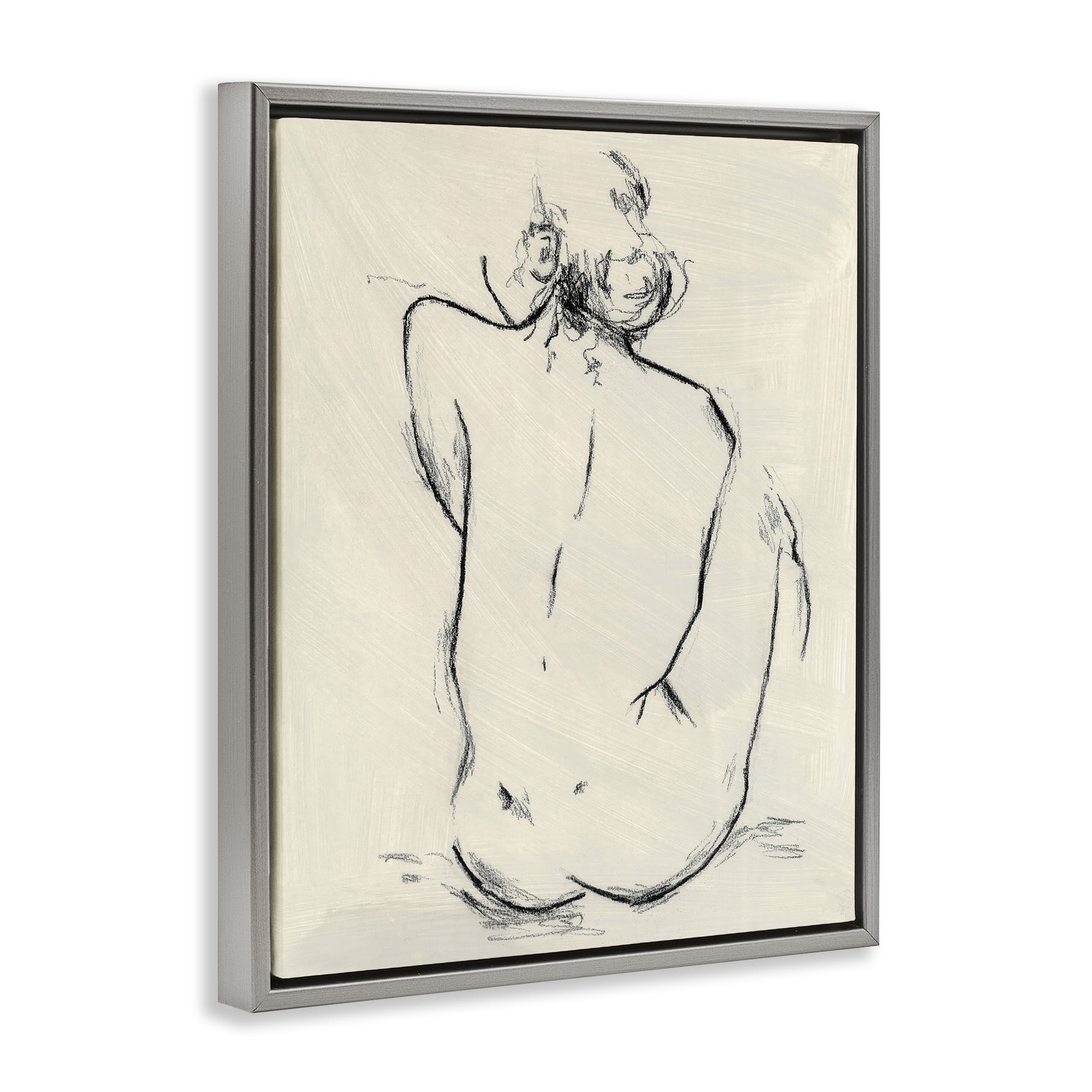 Stupell Industries Nude Sitting Study Gray Framed Floater Canvas Wall Art, design by Chloe Elliot