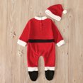 thumbnail image 6 of Penkiiy Infant Baby Boys Girls Long Sleeve Christmas Santa Romper Jumpsuit+Hat Outfits Newborn Baby 6-12 Months Red 2023 Summer Deal, 6 of 9