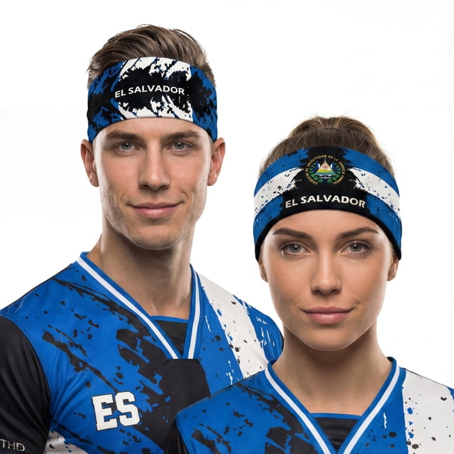 Vincha reversible 2 en 1 Fox & Fury con bandera de El Salvador