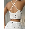 thumbnail image 2 of Heart Print Lettuce Trim Bow Front Cami Sleep Top, 2 of 5