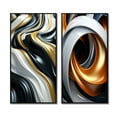 thumbnail image 2 of Designart "Black White Gold Spiral Minimal Abstraction II" Abstract Spirals Framed Wall Art Set Of 2 - Transitional Gold Framed Wall Art Set Of 2, 2 of 6