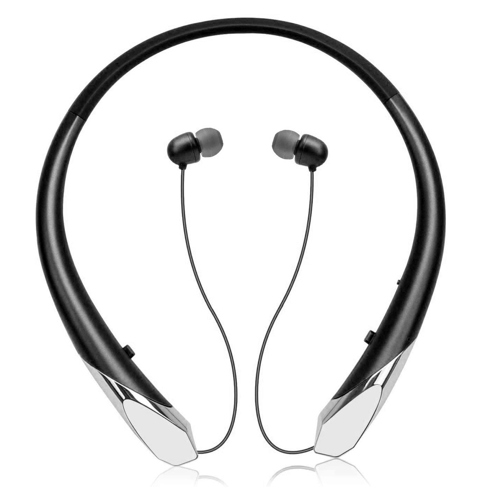 EEEKit Bluetooth Headphones, Wireless Bluetooth V5.0 Neckband Headset Retractable Earbuds HD Stereo Noise Cancelling Earphones with Mic, Call Vibrate Alert,15 Hrs Playtime