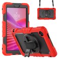 thumbnail image 2 of Case for Lenovo Tab One/K9 8.7 Inch 2025 with Screen Protector, 360 Degree Rotating Kickstand Hand Strap Heavy Duty Shockproof Cover with Shoulder Strap, Red, 2 of 7