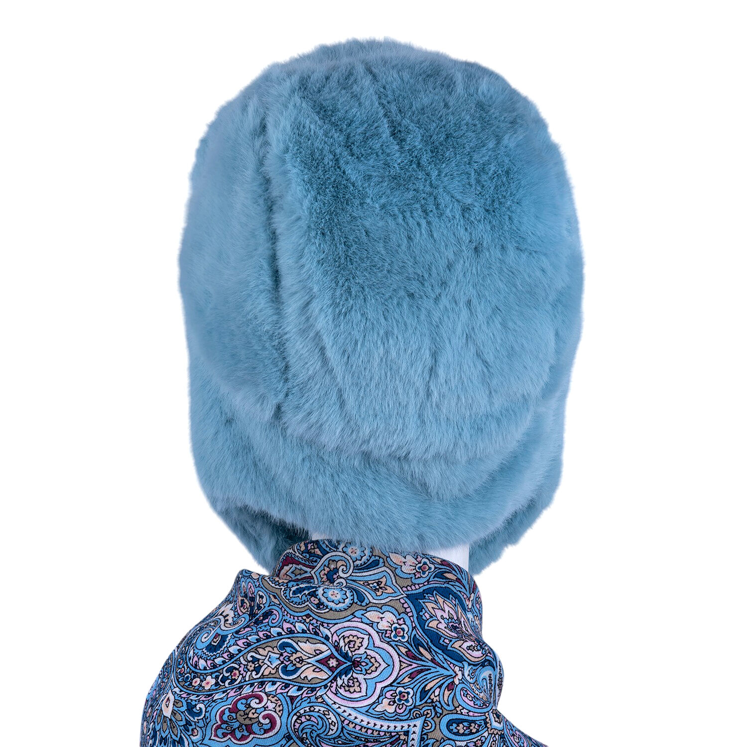 STP GOODS Turquoise Blue Faux Rabbit Fur Women's Earflap Hat with Clasp Trapper Hat for Women Ushanka Hat with Brooch Aviator Trapper Hat Winter Hat with Earflaps, One Size