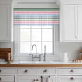 thumbnail image 3 of Pink Green Blue Stripe Valance Curtains for Kitchen/Living Room/Bathroom/Bedroom Window, Rod Pocket Small Topper Half Short Window Curtains Voile Sheer Scarf, Farmhouse Stripes Contemporary 54"x18", 3 of 8