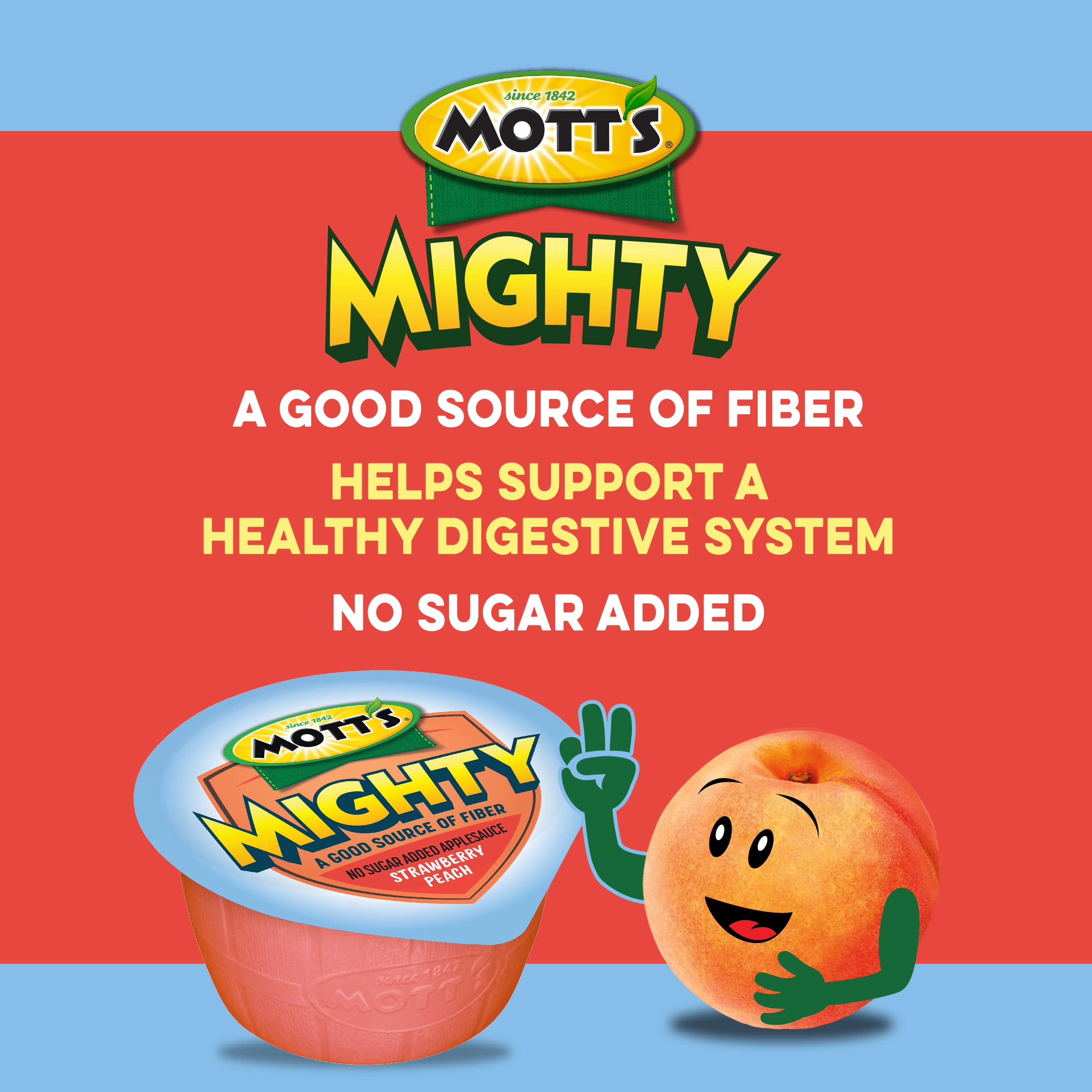 Mott's Mighty Strawberry Peach Applesauce, 3.9 oz, 72 Count Cups (12 Packs of 6)