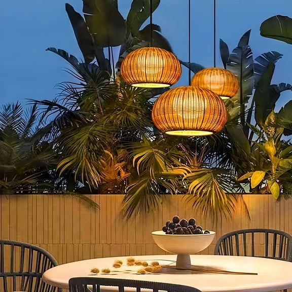 Arturesthome Outdoor Chandelier Waterproof Balcony Rattan Pendant Light Rain-proof Pavilion Corridor Lamp
