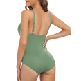 thumbnail image 4 of Hilor Womens One Piece Swimsuits Pin Tucked Surplice Swimwear Tummy Control Bathing Suits Monokinis, 4 of 9