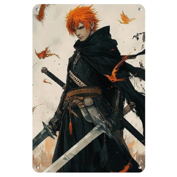Black Kurosaki Iron Art - 8x12 inch Iron Engraved Wall Decor, Home, Bar, Cafe, Garage Decoration, No Electricity Needed