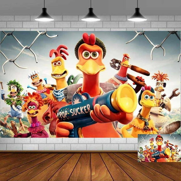 chicken run Backdrop Banner Party Supplies Poster Movie Theme Background for Photography Kids Birthday Decorations