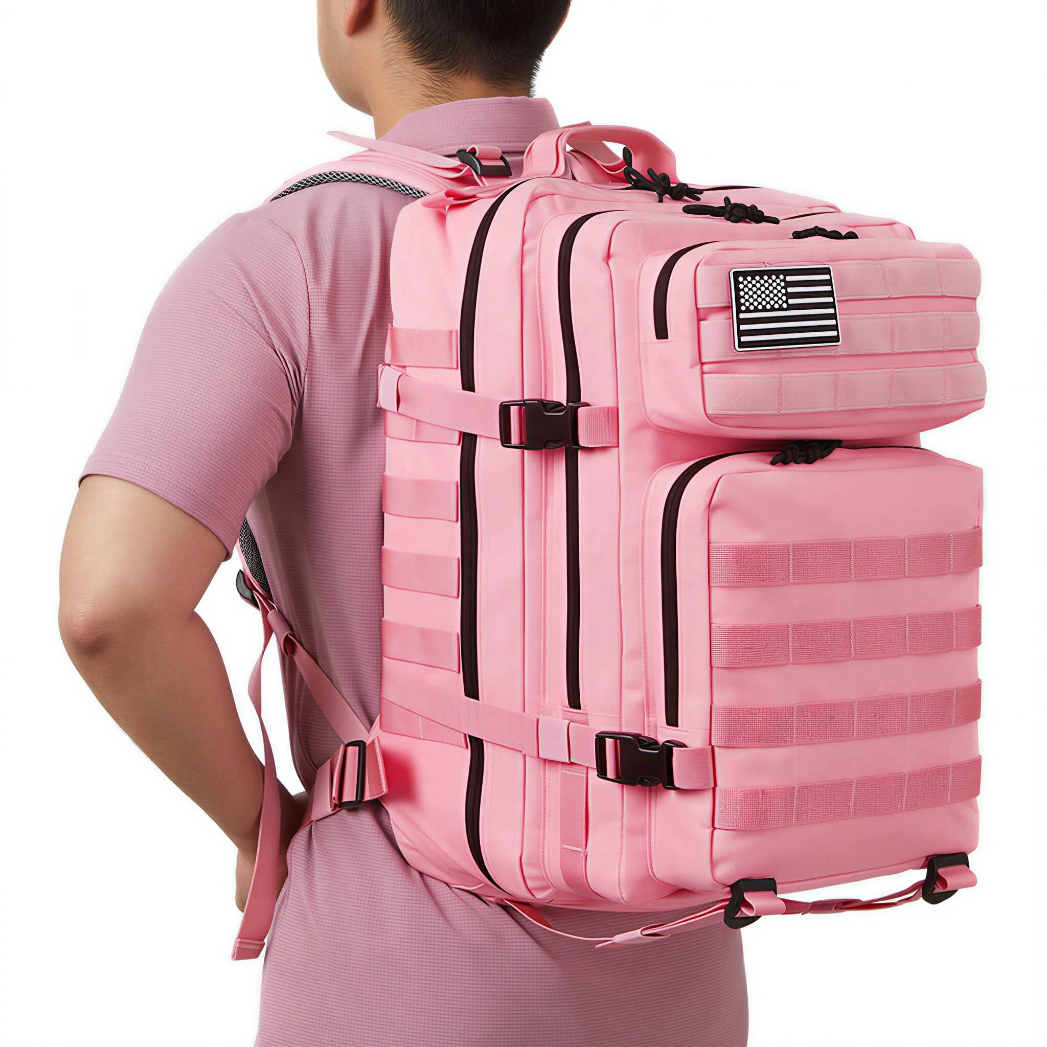 QT&QY 45L Molle Hiking Backpack Outdoor Travel Daypack 17 Inch Laptop Compartment Work Commuter Bag