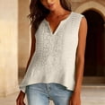 thumbnail image 4 of Women's Linen Tank Tops Pleated Cotton Linen V Neck Sleeveless Fashion Casual Vest Top V Neck Tops for Women, 4 of 6