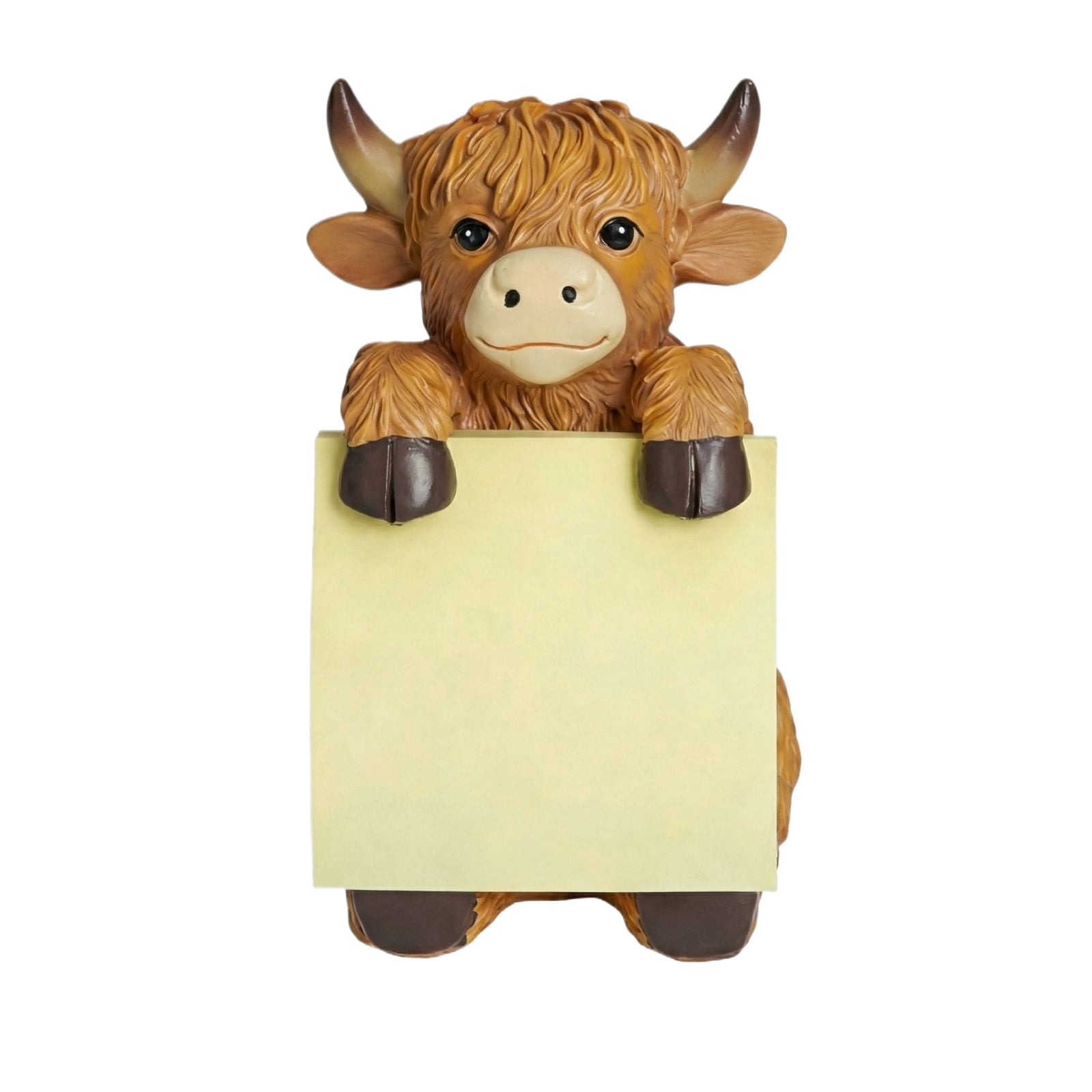 2PCS 3.94in Resin Highland Cow Sticky Note Holder for Office Desk Decor, Cute Animal Memo Pad Dispenser Home Desktop Organizer Accessory