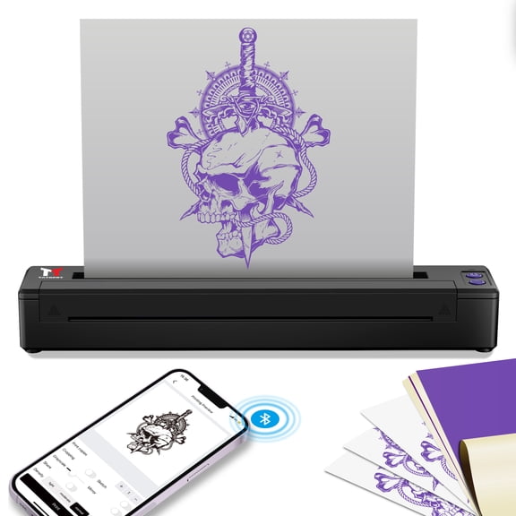Wireless Tattoo Transfer Stencil Printer, Rechargeable Tattoo Printer, Artists & Beginner Friendly, Portable 1.3lb Tattoo Thermal Copier Printer Compatible with Android, iOS & Windows