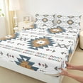 thumbnail image 3 of Homewish White Aztec Queen Sheet Sets 4-Piece, Bohemian Geometric Flat Sheet, Rustic Lodge Cabin Farmhouse Queen Fitted Sheet, Breathable Home Decor, 3 of 7