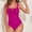 Hot Pink, variant on Womens Textured One Piece Swimsuit Tummy Control Bathing Suit with Bow Tie Knot Cutout Ruching Swimwear