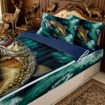 thumbnail image 3 of Erosebridal Teal Rustic Pike Fish Zipper Twin Comforter Sets with Fitted Sheet and 2 Pillowcases for Boys Men, Farmhouse Ocean Wave Zipper Bedding Set, Navy Reversible, 4pcs, 3 of 7