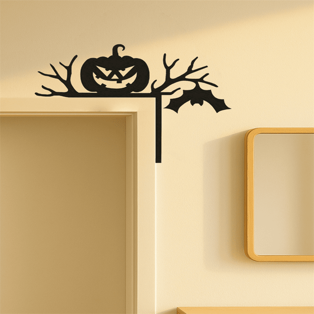 Mysterious Black Silhouette Door Decor Gothic Window Frame Iron for Halloween