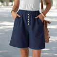thumbnail image 6 of Holzkary Women's Loose Fit High Waist Shorts with Elastic Waistband Button Front Design and Side Pockets Bermuda Shorts for Women Knee Length Shorts Womens Summer Trendy Elastic Waist Shorts XL, 6 of 6