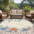 thumbnail image 4 of Round Rugs 5 Ft, Orange Blue Starfish Coastal Non Slip Area Rugs for Kitchen Bedroom Entryway, Summer Beach Eucalyptus Rustic Washable Carpet Runner Rug Floor Mats for Bedroom Home Decor, 4 of 8