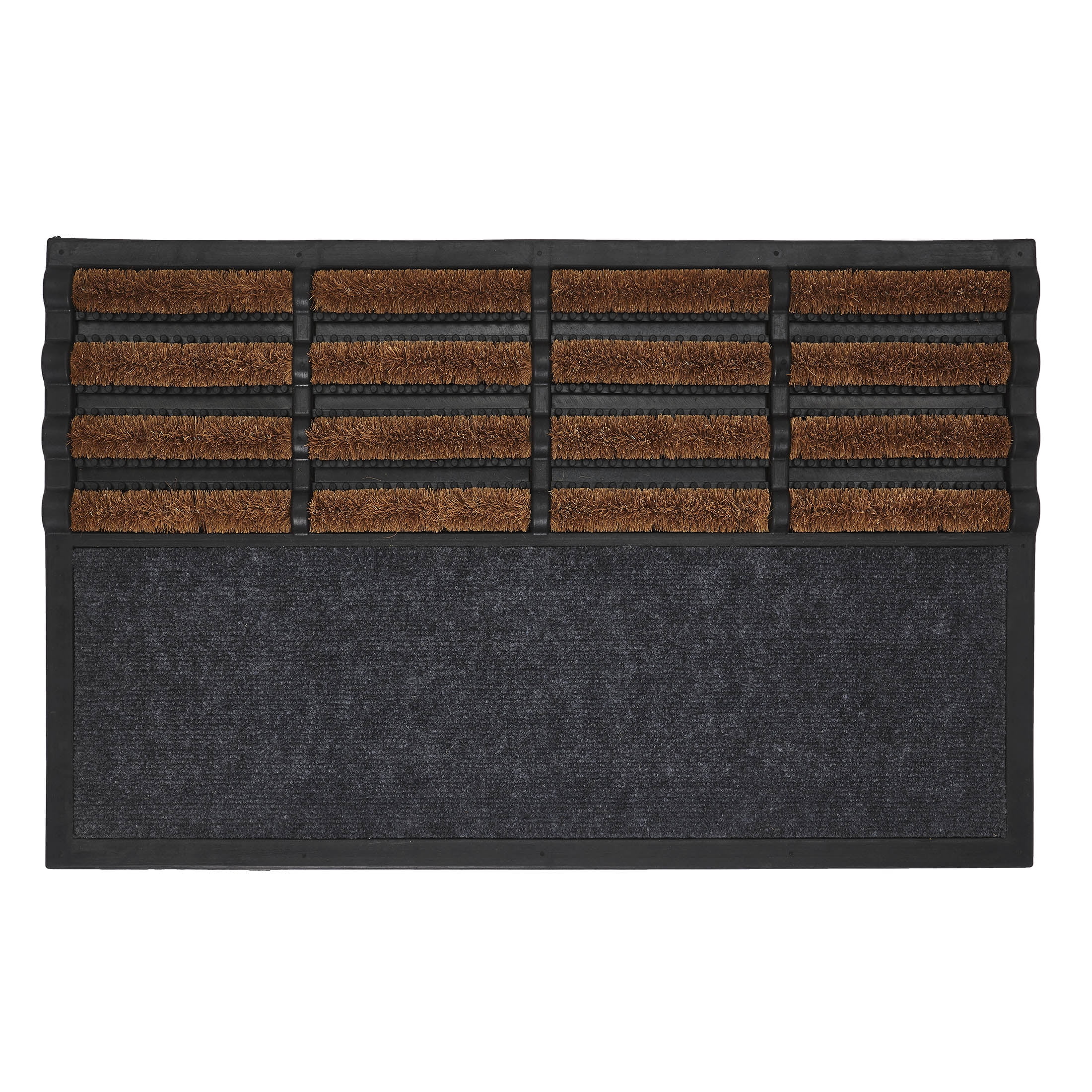 (4 pack) Mainstays Hardy Black Boot Scraper Coir Outdoor Doormat, 18" x 30"