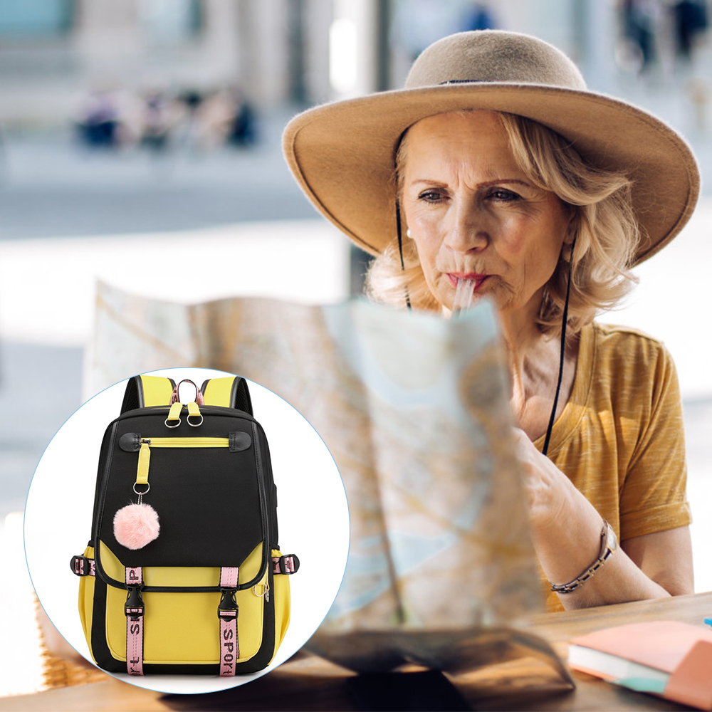 HRSR Large Capacity Laptop Backpack Multiple Color Options Suitable for Boy Girl(Yellow