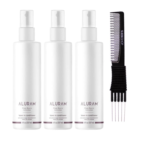 ALURAM Clean Beauty Collection Leave-In Conditioner (8 oz) with SLEEKSHOP Teasing Comb Pack of 3
