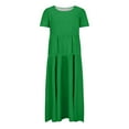 thumbnail image 5 of Sakmal Solid Summer Dresses for Women 2024 Trendy Basic Green Comfort Fit Short Sleeve Long Shift Dress, 5 of 6