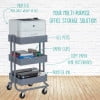 thumbnail image 4 of ECR4Kids 3 Tier Metal Rolling Storage Organizer Utility Cart w/ 4 Wheels, Gray, 4 of 10