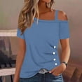 thumbnail image 1 of Fiudx Ofertas y Liquidaciones Blusa con Botones y Manga Corta Halter con Hombros Descubiertos para Mujer, 1 of 5
