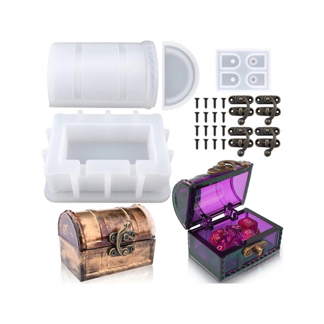 1set Diy Crystal Epoxy Resin Drop Glue Jewelry Storage Box Dice Shaped Cute Small Storage Box Mirror Silicone Mold Unique Home Decoration Gift