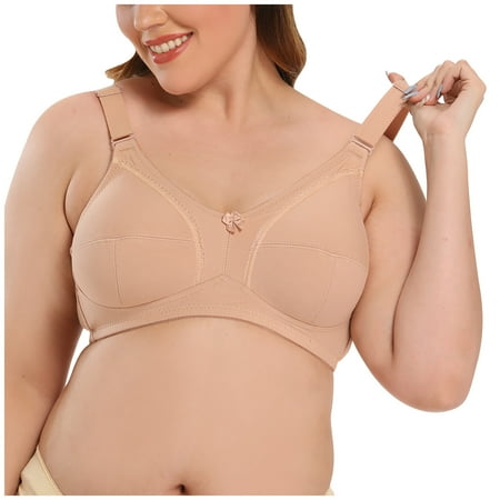 

SOOMLON Womens Push Up Bra Plus Size Seamless Push Up Lace Sports Bra Comfortable Breathable Bra Plus Size Bralette Fitness Bra Khaki 95C