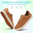 thumbnail image 2 of FUTINA women court Sneakers Comfortable Retro Tennis Sneakers Low Top Faux Leather walking Shoes(Brown/Beige US8), 2 of 5