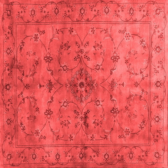 Ahgly Company Indoor Square Abstract Red Contemporary Area Rugs, 8' Square