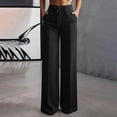 thumbnail image 6 of Zedker Wide Leg Pants for Women High Waisted Pants Solid Color Comfortable Pants Straight Leg Ankle Length Pant for Summer with Pockets Black L, 6 of 9