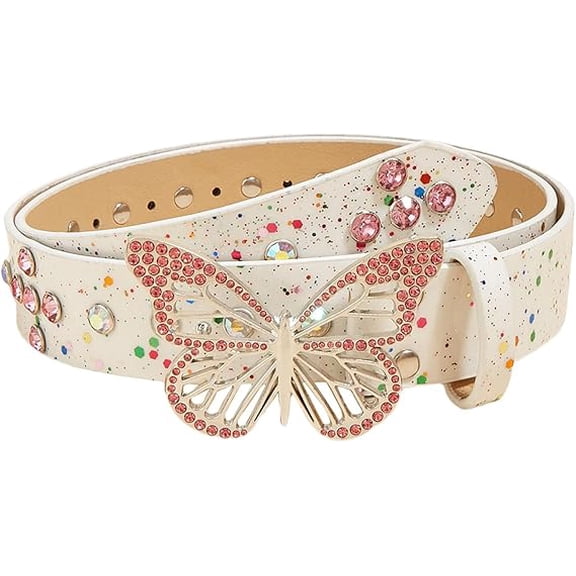 Rhinestone Butterfly Waist Belt, Sparkling Crystal Buckle Belt for Women, Dress or Jeans Accessory(XX)
