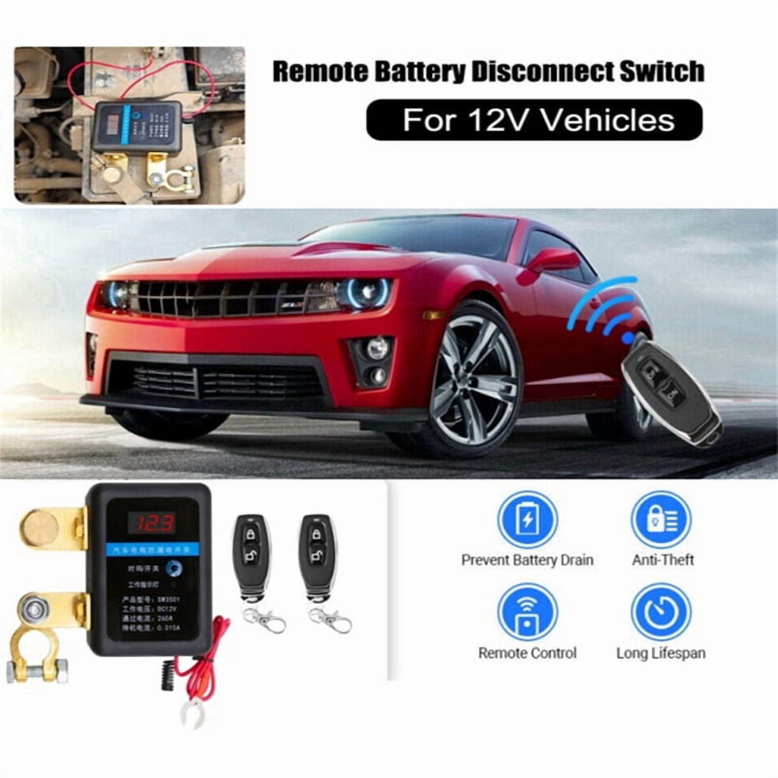 Remote Battery Disconnect Switch 12V 260A Kill Switch Automatic Power Off Prevent Battery Drain with Remote Car Truck,B