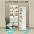 thumbnail image 3 of Narrow Bathroom Storage Cabinet with Doors and Shelves, 4-Tiers Slim Tall Storage Organizer with Wheels, Plastic Foldable Skinny Storage Cabinet for Small Spaces, Kitchen, Living Room, 3 of 7