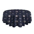 thumbnail image 5 of Dark Blue Sun Moon Rocket Pattern Round Tablecloth 60"x60",Wrinkle Wipeable Table Cloth for Kitchen Dining Room Picnic Patio Party, 5 of 6