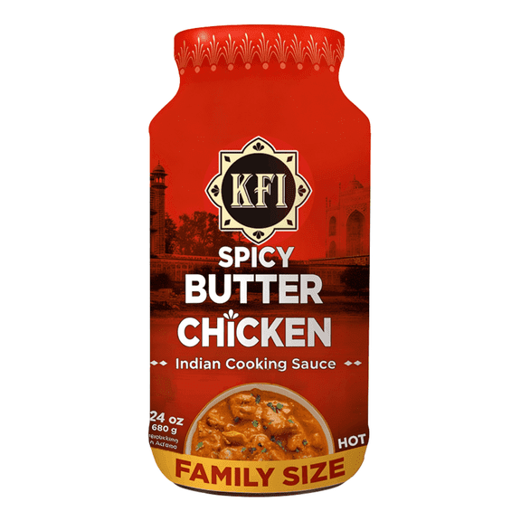 KFI Spicy Butter Chicken Sauce, 24 oz Jar, Family Size, Vegetarian, Gluten-Free