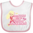 thumbnail image 3 of Inktastic These Fools Put My Cape on Backwards&reg; Pink Superhero Edition Girls Baby Bib, 3 of 4
