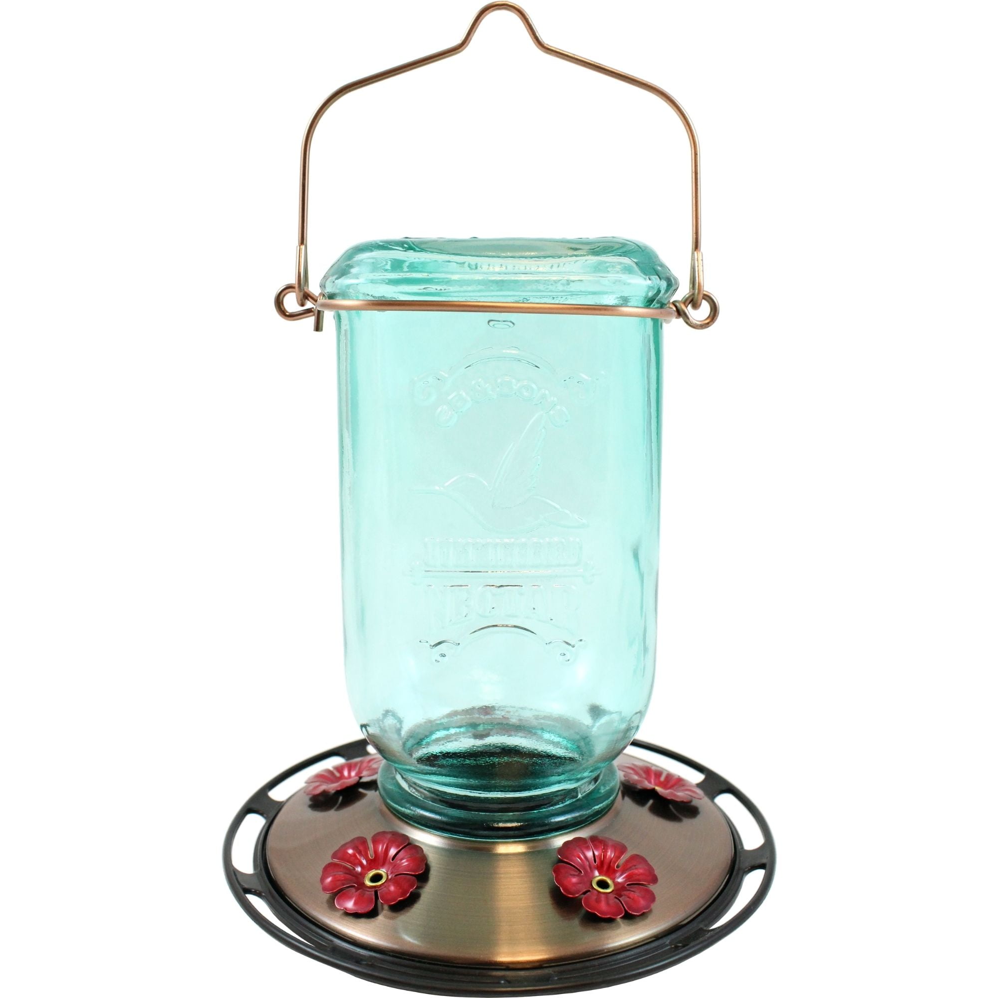 Buy More Birds Rustic Glass Mason Jar Hummingbird Feeder, 25 oz Nectar