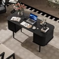 thumbnail image 6 of FURNIWAY 55" Modern Writing Desk with Storage, Wood Home Office Desk with Sliding Doors, Computer Desk for Home Office, Dorm, Living Room, Home Study Table, Black, 6 of 7