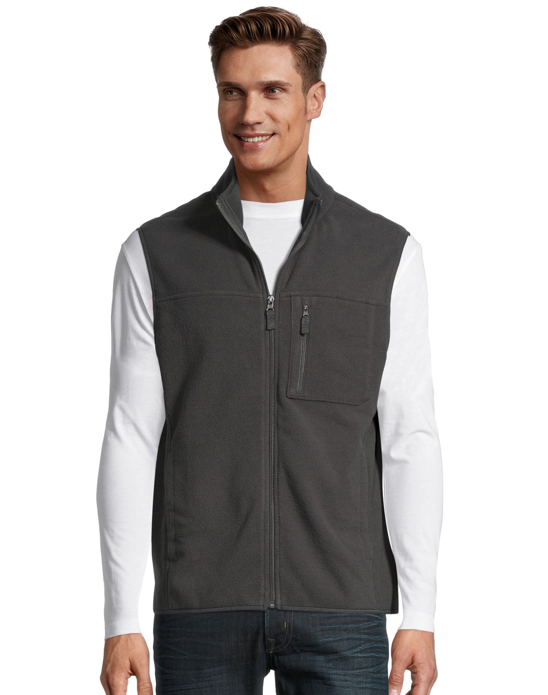 Hanes Men's Fleece Vest Black L 