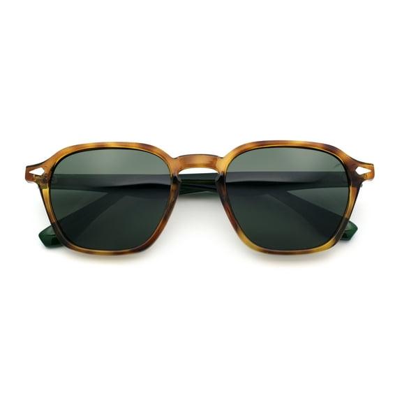 Gentlemanly Keyhole Bridge Thin Horn Rim Hipster Fashion Sunglasses Tortoise Green - Green