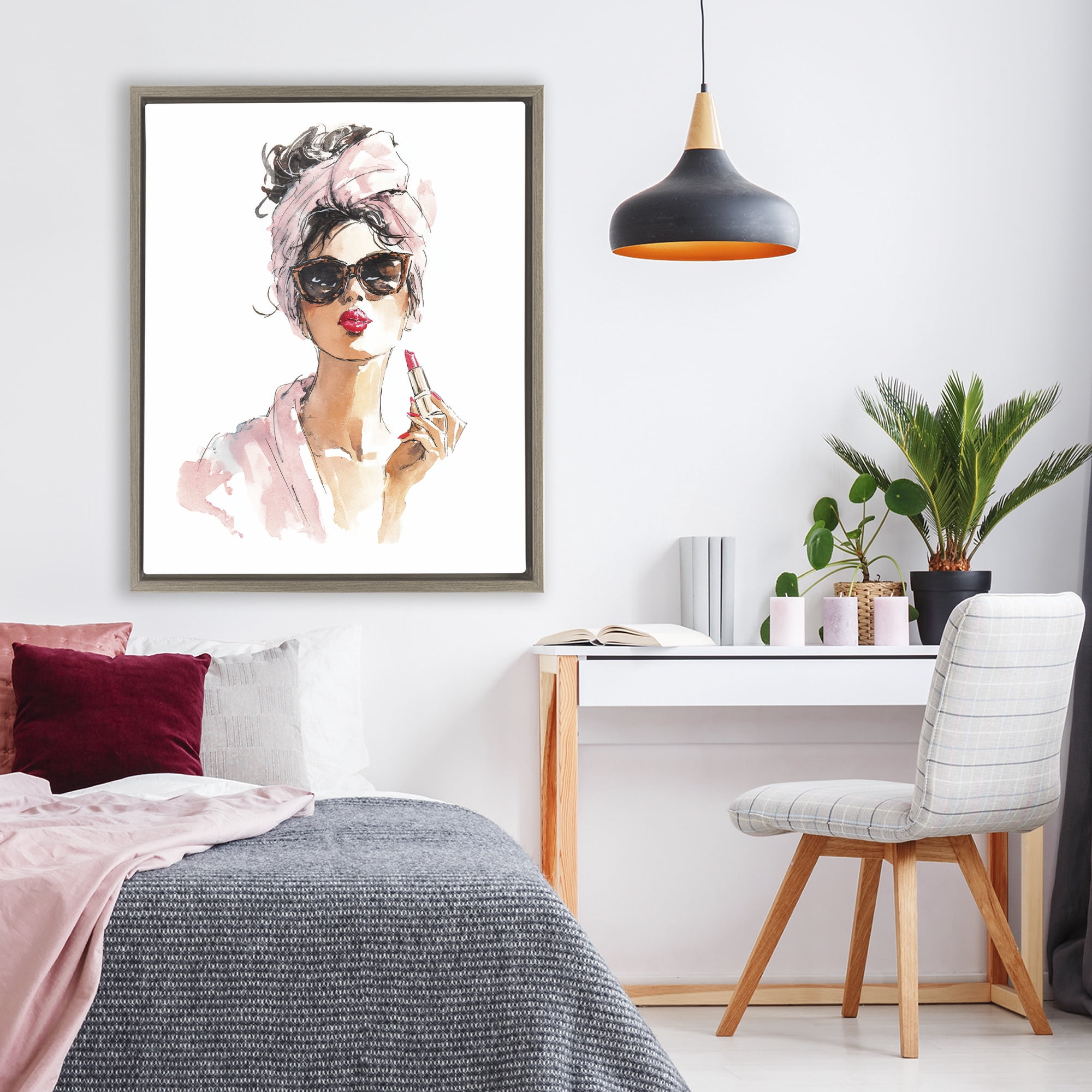 Stupell Industries Velour Secrets Lipstick Brown Framed Floater Canvas Wall Art, design by Svetlana Aleynikova